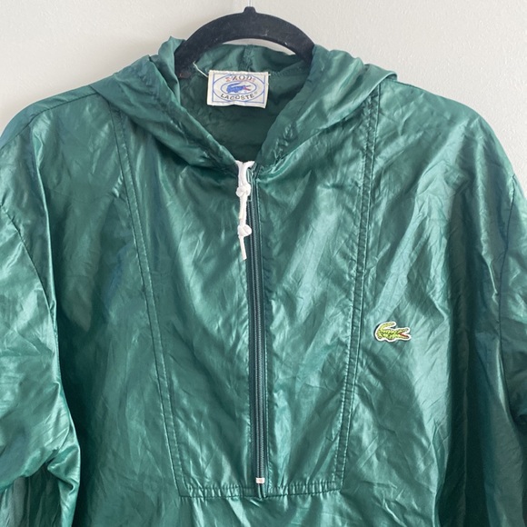IZOD LACOSTE vintage 90s nylon windbreaker half zip pull over hoodie jacket - Picture 2 of 7